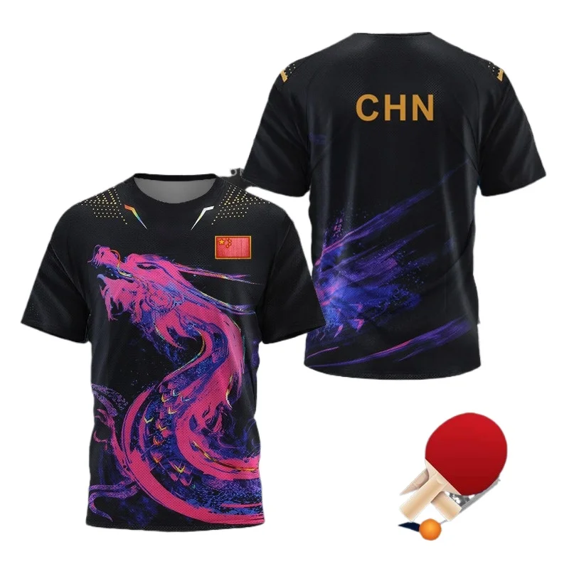 Table Tennis Match - Męska koszulka graficzna z motywem chińskiego